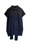 TIED KNIT PANEL SHIRT [NAVY��BLACK]