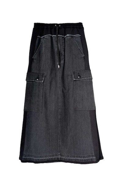 HYBRID DENIM CARGO SKIRT[BLACK]
