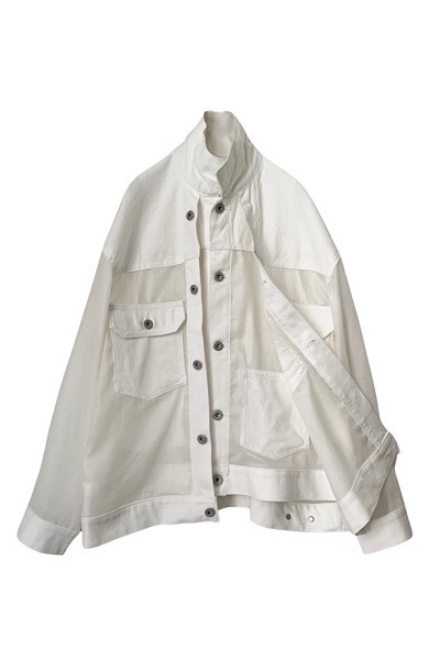SEE-THROUGH PANEL DENIM JACKET[WHITE]