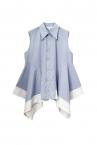 PEPRUM STRIPE SHIRT [L.BLUE-MULTI��WHITE]
