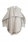 CUT OUT SHOULDER  STRIPE SHIRT [IVORY-MULTI]