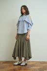 CUT OUT SHOULDER STRIPE SHIRT [L.BLUE-MULTI]