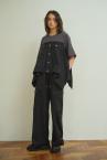 HYBRID DENIM CARGO SWEAT PANTS  [BLACK]