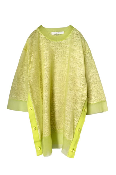 DOUBLE LAYER SHEER KNIT TOP [YELLOW]