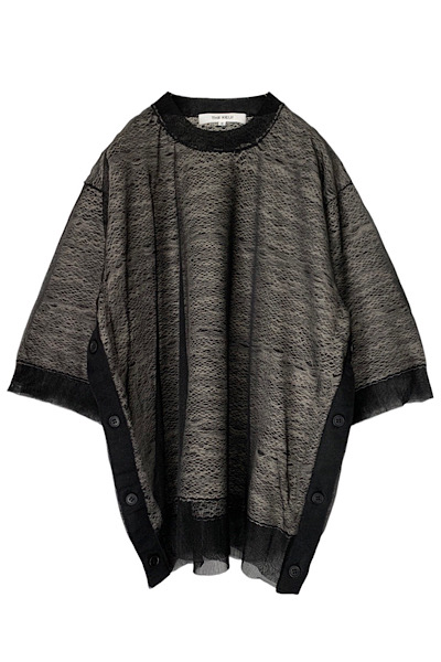 DOUBLE LAYER SHEER KNIT TOP [BLACK]