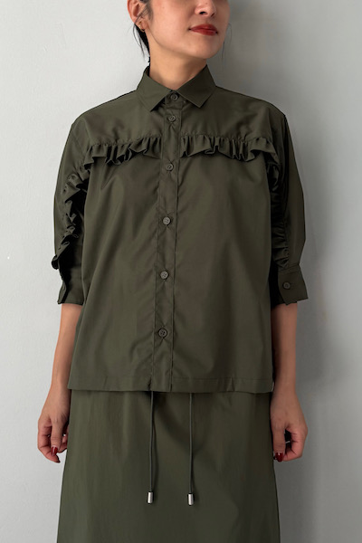 WASHABLE�ե�륮�㥶������� [KHAKI GREEN]