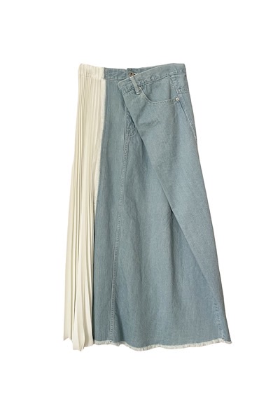 PANEL DENIM SKIRT[LIGHT INDIGOWHITE]