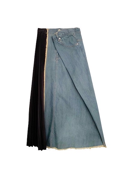 PANEL DENIM SKIRT[DARK INDIGONAVY]