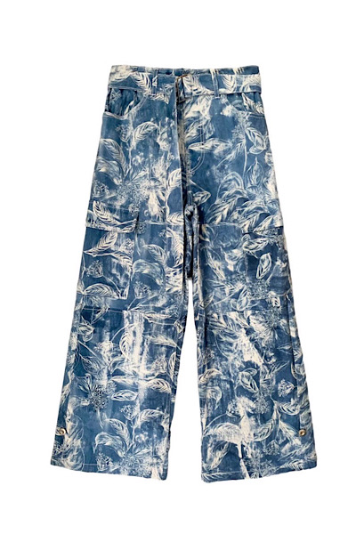 BOTANICAL PRINT  CARGO PANTS [INDIGO]