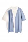 HYBRID V-NECK CARDIGAN TEE [WHITE��L.BLUE]