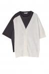 HYBRID V-NECK CARDIGAN TEE [D.GREY��WHITE]