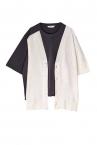 HYBRID V-NECK CARDIGAN TEE [D.GREY��WHITE]