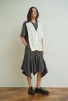 HYBRID V-NECK CARDIGAN TEE [D.GREY��WHITE]