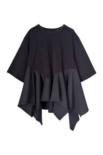 PEPLUM PANEL T-SHIRT [BLACK��BLACK]