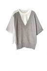 HYBRID V-NECK KNIT T-SHIRT [WHITEL.GREY]