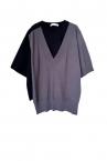 HYBRID V-NECK KNIT T-SHIRT [BLACKD.GREY]