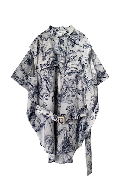 BOTANICAL PRINT CHEST POCKET SHIRT [WHITE]