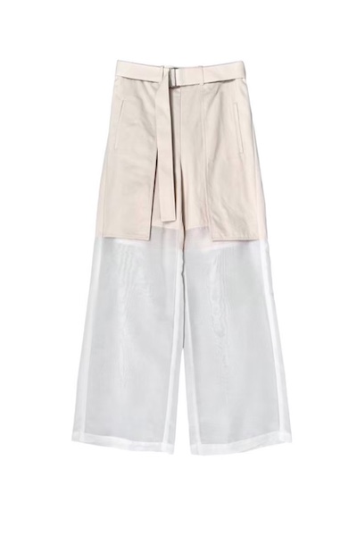 ORGANZA PANEL PATCH POCKET PANTS [WHITEIVORY]