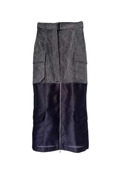 ORGANZA PANEL CARGO SKIRT [BLACKBLACK]
