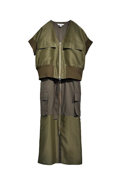 ORGANZA JACKET��COAT DRESS SET [KHAKI GREEN]
