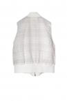 SHEER CHECK JACQUARD ZIP UP VEST [WHITE]