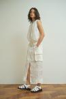 SHEER CHECK JACQUARD ZIP UP VEST [WHITE]