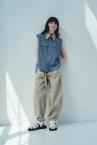 DETACHABLE COLLAR SLEEVELESS SHIRT [INDIGOBEIGE]