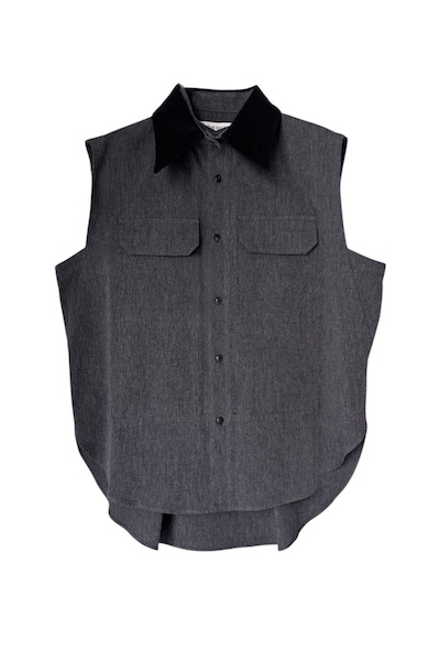 DETACHABLE COLLAR SLEEVELESS SHIRT [BLACKBLACK]