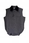 DETACHABLE COLLAR SLEEVELESS SHIRT [BLACKBLACK]