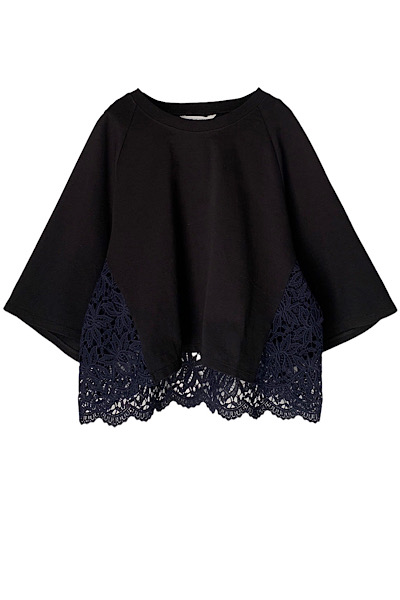 LACE BACK PANEL T-SHIRT[BLACKNAVY]