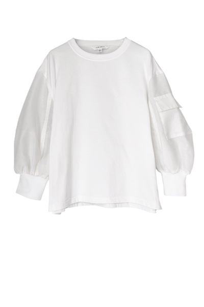 MA-1 ORGANZA SLEEVE JERSEY TOP [WHITE]