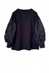 MA-1 ORGANZA SLEEVE JERSEY TOP [BLACK]