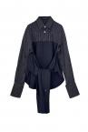 HYBRID TIED PANEL PINSTRIPE SHIRT [BLACK]