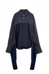 HYBRID TIED PANEL PINSTRIPE SHIRT [BLACK]