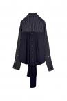 HYBRID TIED PANEL PINSTRIPE SHIRT [BLACK]