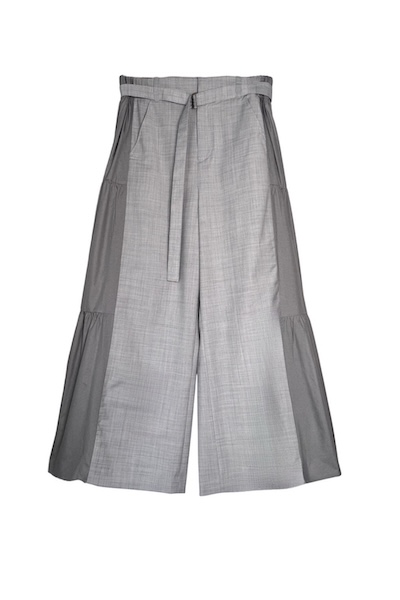 SIDE TIERED WIDE LEG PANTS [GREY]