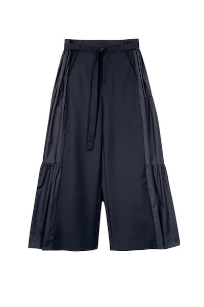SIDE TIERED WIDE LEG PANTS [NAVY]