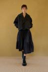 SIDE TIERED WIDE LEG PANTS [NAVY]