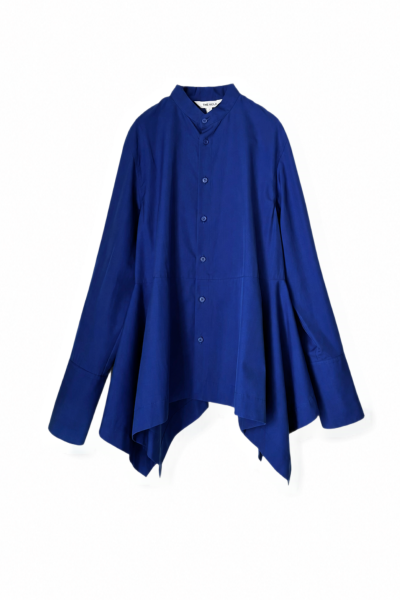 FLARED PEPLUM SHIRT [BLUE]