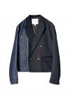 HYBRID DENIM BIKER DETAIL BLAZER [BLACK ��INDIGO]