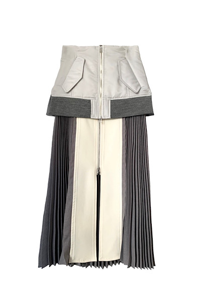 MA-1 PANEL PLEATED SKIRT[OFF-WHITE × GREY]