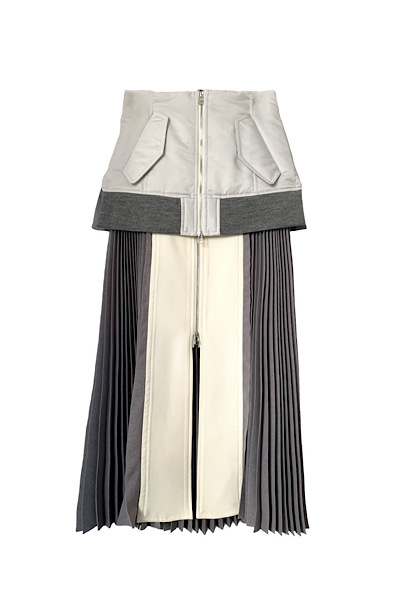MA-1 PANEL PLEATED SKIRT[OFF-WHITE  GREY]