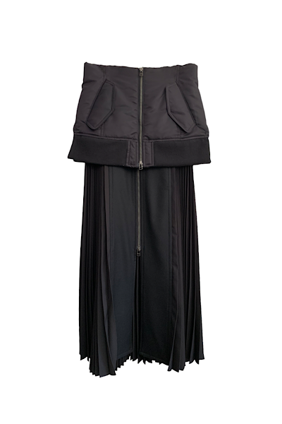 MA-1 PANEL PLEATED SKIRT[BLACK  BLACK]