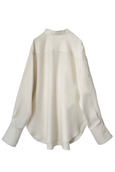 MOCK NECK BUTTON SLEEVE SHIRT [OFF-WHITE]