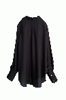MOCK NECK BUTTON SLEEVE SHIRT [BLACK]