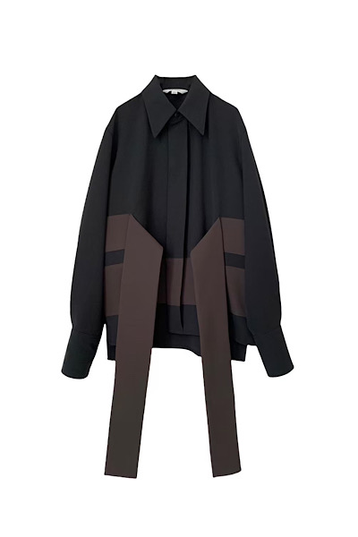 COLORBLOCK SASH BELT SHIRT[BROWN and BLACK]