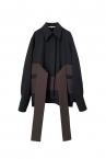 COLORBLOCK SASH BELT SHIRT[BROWN and BLACK]