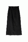 BACK PEPLUM DENIM SKIRT [BLACK]