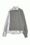 HYBRID SWEAT STRIPE SHIRT [WHITE SHIRT��GREY]