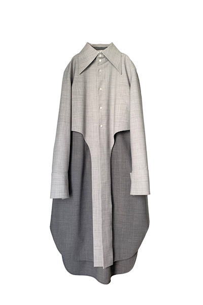 SLEEVELESS SHIRT DRESSCROP SHIRT SET[GREY]